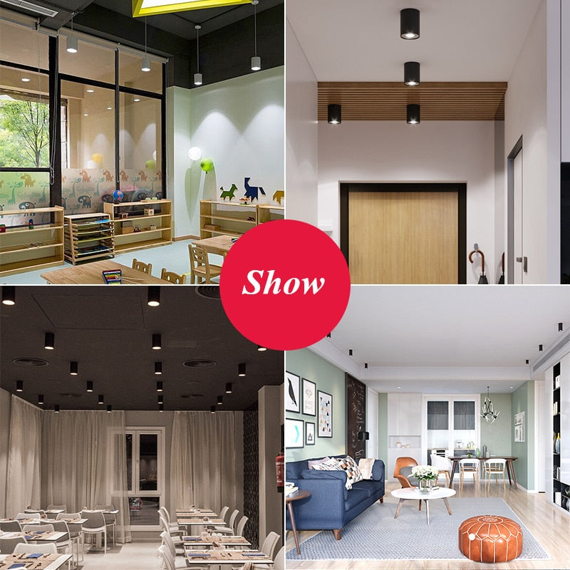 Square White/Black Dimmable Surface Mounted Ceiling Downlight High Power 8W 12W 15W 20W Ceiling Spot Light 3000K/4000K/6000K