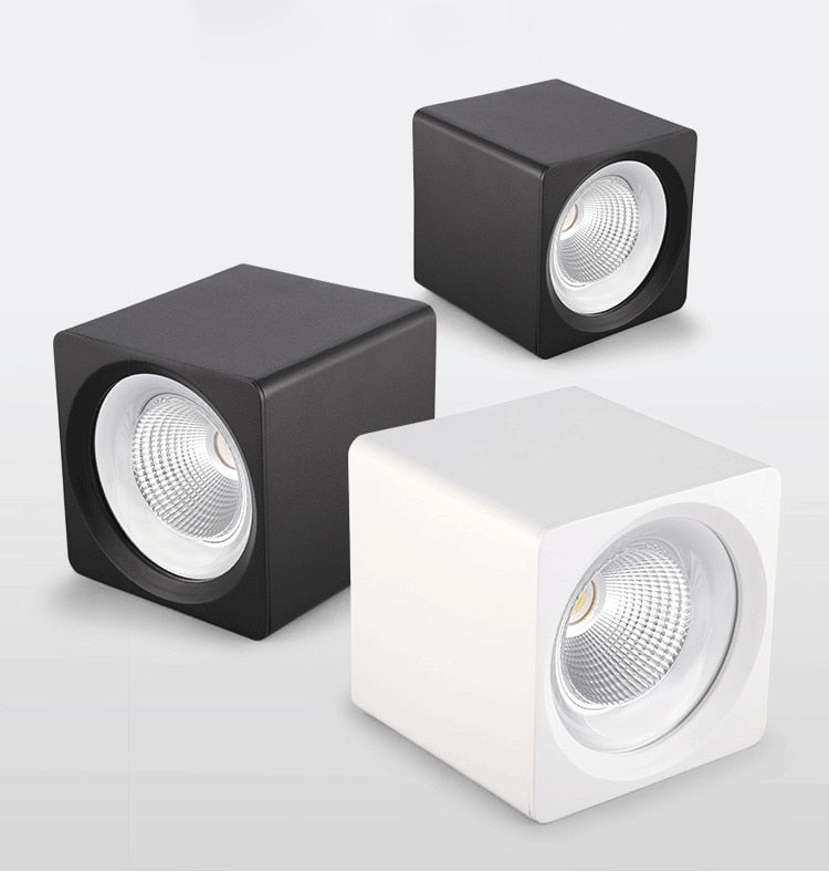 Square White/Black Dimmable Surface Mounted Ceiling Downlight High Power 8W 12W 15W 20W Ceiling Spot Light 3000K/4000K/6000K