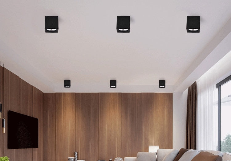 Square White/Black Dimmable Surface Mounted Ceiling Downlight High Power 8W 12W 15W 20W Ceiling Spot Light 3000K/4000K/6000K