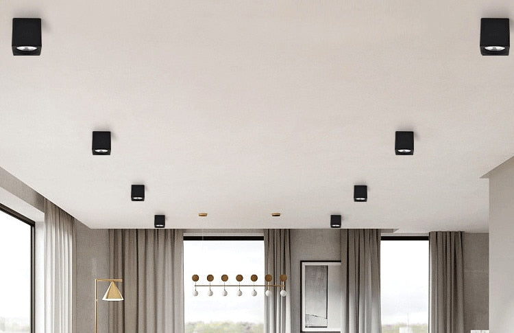 Square White/Black Dimmable Surface Mounted Ceiling Downlight High Power 8W 12W 15W 20W Ceiling Spot Light 3000K/4000K/6000K
