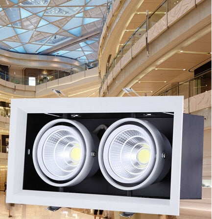 LED 2*15W Warm Cold White Double COB LED Downlight With Power Driver 30W COB LED Recessed Light  275*145mm AC85-265V