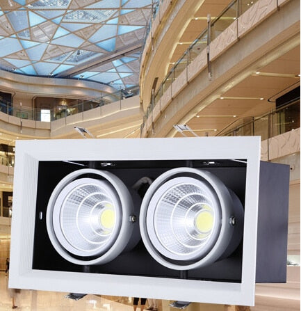 LED 2*15W Warm Cold White Double COB LED Downlight With Power Driver 30W COB LED Recessed Light  275*145mm AC85-265V