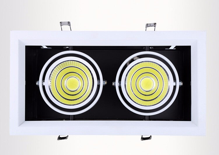 LED 2*15W Warm Cold White Double COB LED Downlight With Power Driver 30W COB LED Recessed Light  275*145mm AC85-265V
