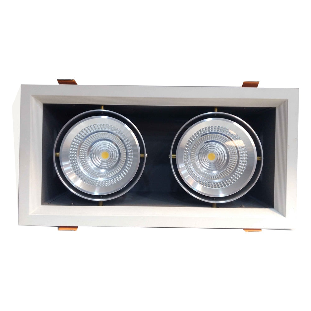  LED 2019 2X9W 2X15W 2X25W 2X40W Rectangular Dimmable Grille Lights Downlight Recessed Ceiling Lamp