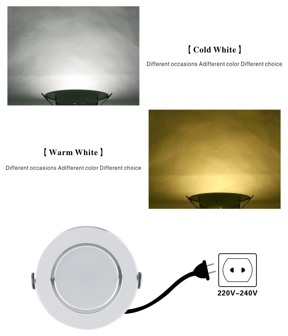 LED Downlight 3W 5W 7W 9W 12W Round Recessed Lamp 220V 230V 240V Led Bulb Bedroom Kitchen Indoor LED Spot Lighting