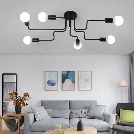 Ceiling Lights Multiple Rod Wrought Iron for Living Room Vintage Industrial Ceiling Lamps for Home Lighting Fixtures Kitchen