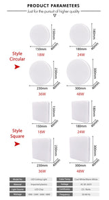 Ultra Thin Surface LED Panel Light 18W 24W 36W 48W Ceiling Downlight AC85-265V Round Ceiling Lamp For Deroration Home Lighting