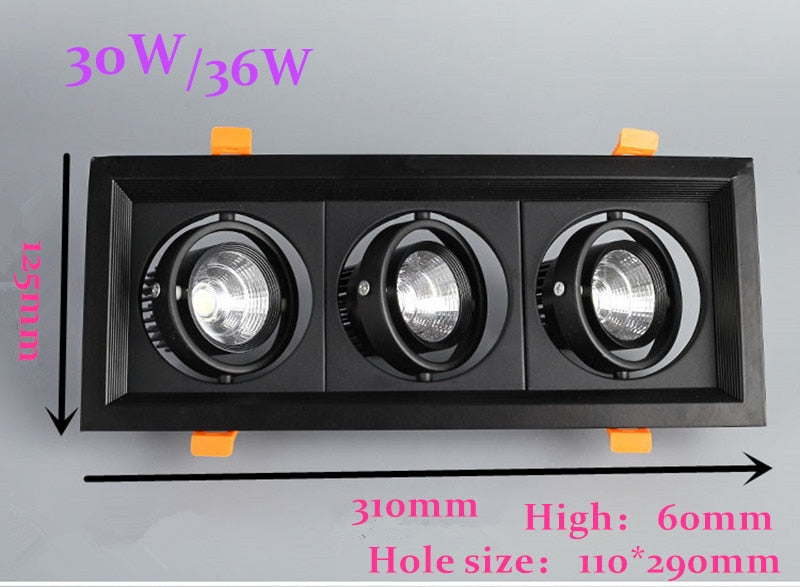 Dimmable Recessed Anti Glare LED Downlights 10W 12W 20W 24W 30W 36W Epistar Chip Ceiling Spot Lights AC85~265V Background Lamps