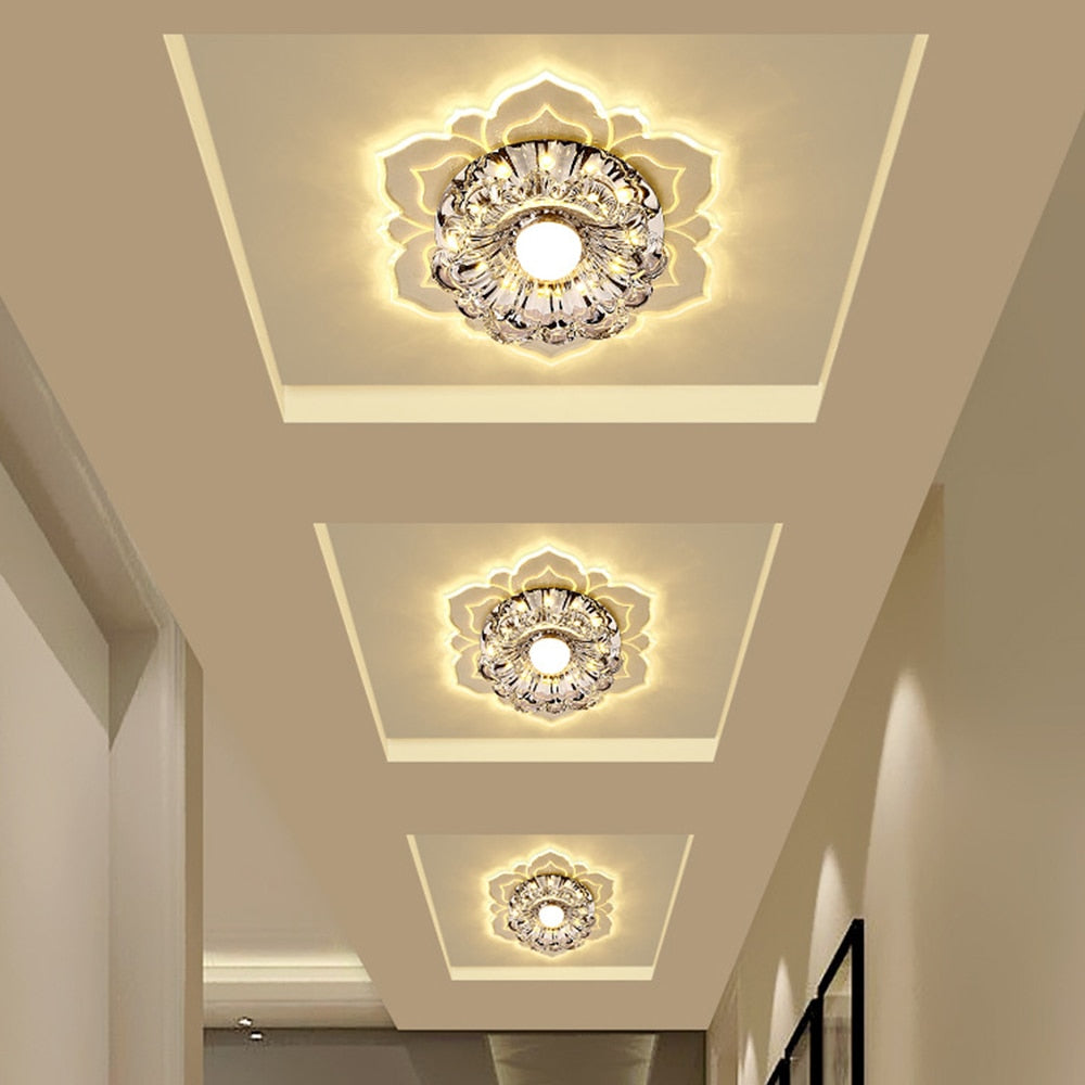 Modern LED aisle lights flower-shaped crystal spotlights downlights embedded ceiling creative corridor living room bedroom