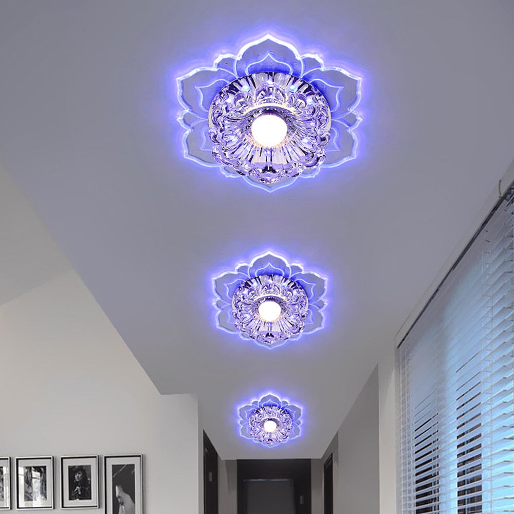 Modern LED aisle lights flower-shaped crystal spotlights downlights embedded ceiling creative corridor living room bedroom