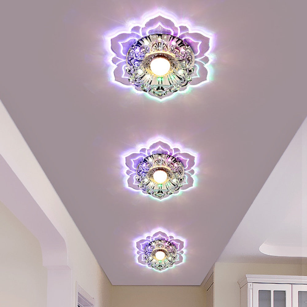 Modern LED aisle lights flower-shaped crystal spotlights downlights embedded ceiling creative corridor living room bedroom