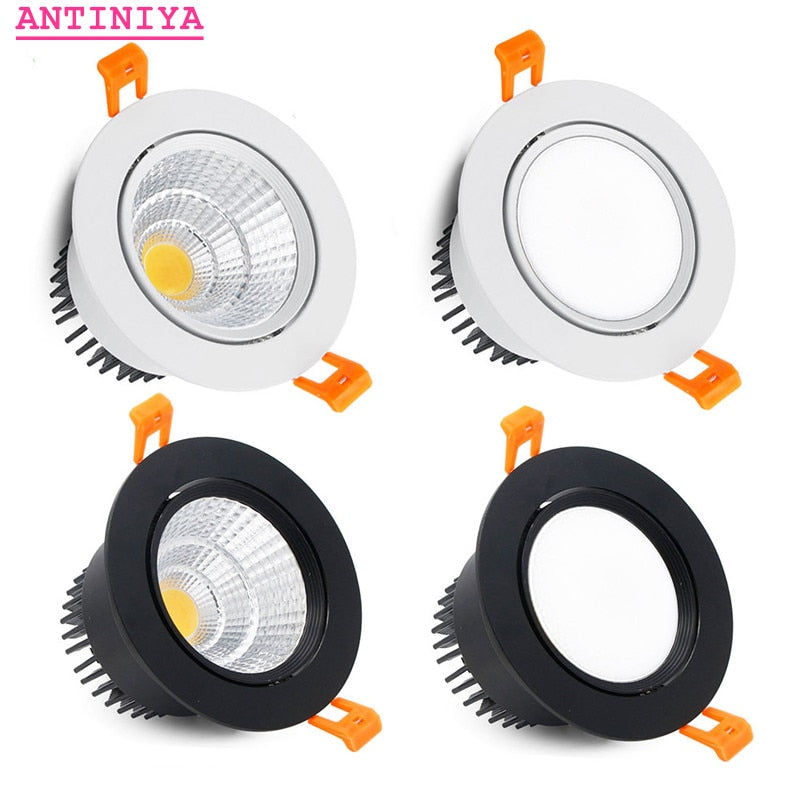 Round 4 types Dimmable Recessed LED Downlights 5w 7w 9w 12w 15w 18w COB LED Ceiling Lamp Spot Lights AC110-220V LED Lamp