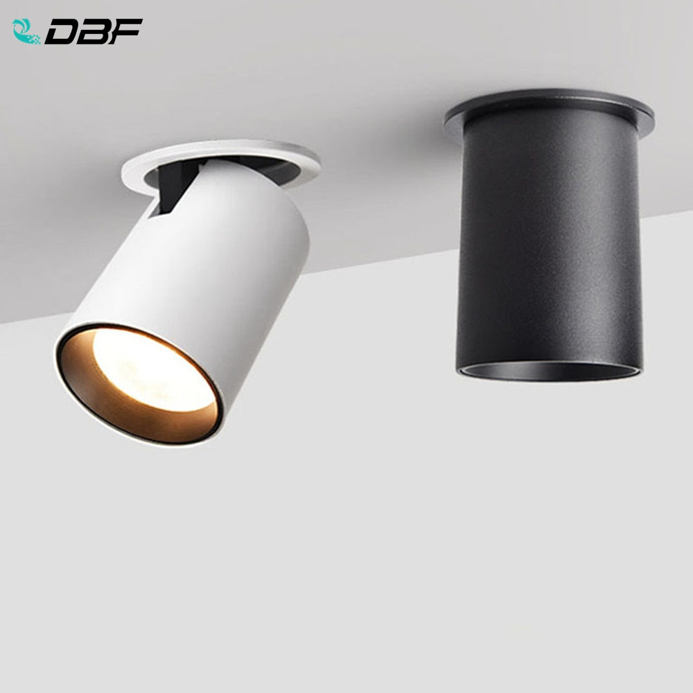 DBF Foldable LED Ceiling Recessed Light 7W 12W LED Spot Lights Living room TV background wall Aisle Ceiling COB Downlight