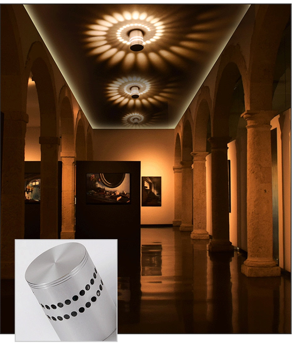 DBF Modern LED Ceiling Light 3W RGB Porch Lamp Surface Mount Flush Lighting Fixture Balcony Corridors Living Room KTV Bar Decor