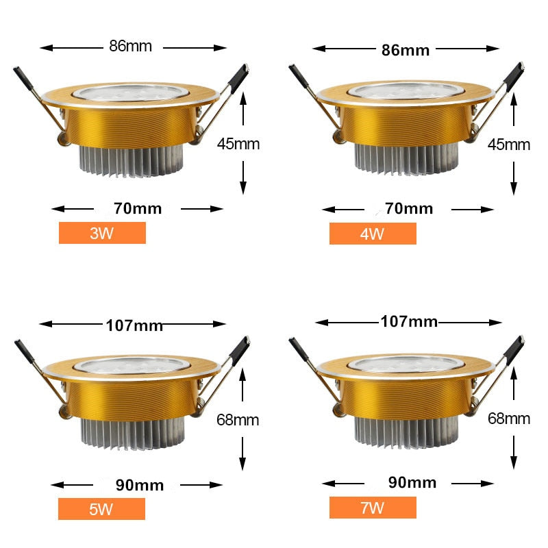 DBF Super Bright Angle Adjustable 3W 5W 7W 9W 12W 15W LED Ceiling Recessed Downlight Dimmable LED Ceiling Spot Light AC85-265V