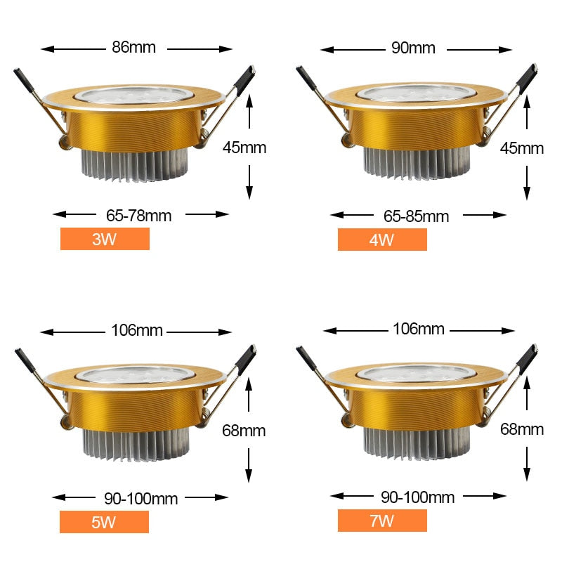 DBF Super Bright Angle Adjustable 3W 5W 7W 9W 12W 15W LED Ceiling Recessed Downlight Dimmable LED Ceiling Spot Light AC85-265V