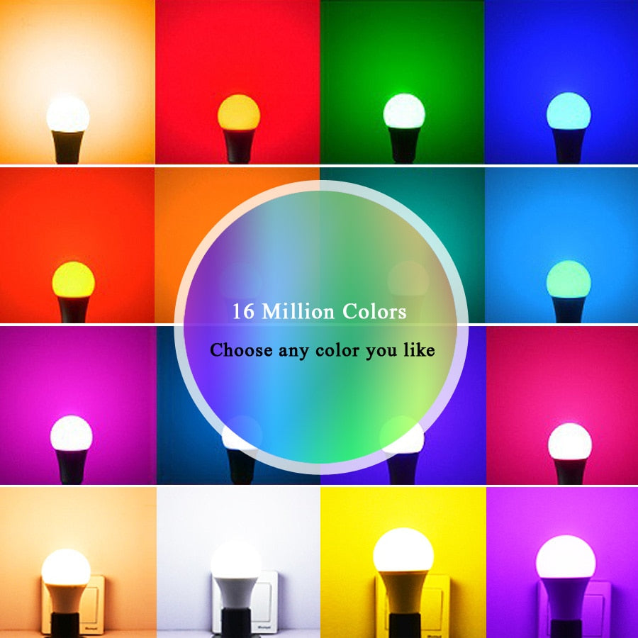 Bluetooth E27 RGBW LED Bulb Lights 5W 10W 15W RGB 110V 220V Lampada Changeable Colorful RGBWW LED Lamp With Remote+Memory Mode