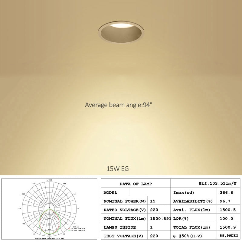 Anti-corrosion Dimmable LED Downlight Anti-Glare led Ceiling Lamp LED Spot Lighting Bedroom Kitchen led Recessed Downlight