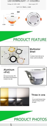 LED Downlight 10PCS Downlight 3w 5w spot led lights 3000k 4500K 6000K AC 220V-240V led Downlight Kitchen living room Indoor recessed lighting