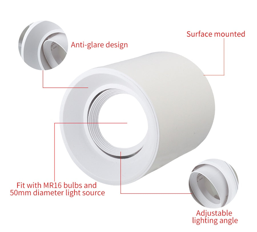 LEDIARY MR16 GU10 Downlight Frame Frosted Plastic White Recessed Ceiling Light Fitting 75mm Cut Hole Anti-glare Design