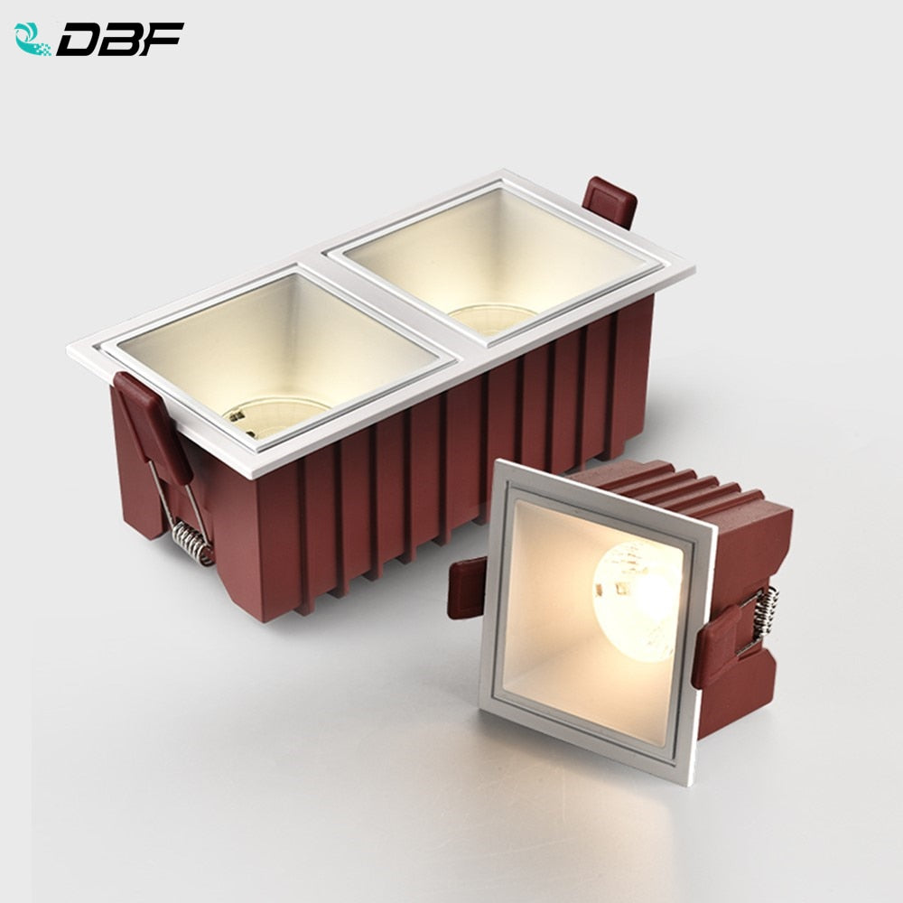 DBF Square Frameless NO Dazzling COB Recessed Downlight 7W 12W 14W 24W LED Ceiling Spot Light for Bedroom Living room Kitchen