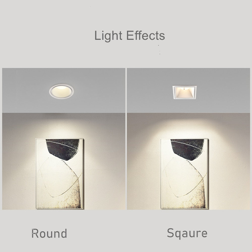 DBF Square Frameless NO Dazzling COB Recessed Downlight 7W 12W 14W 24W LED Ceiling Spot Light for Bedroom Living room Kitchen