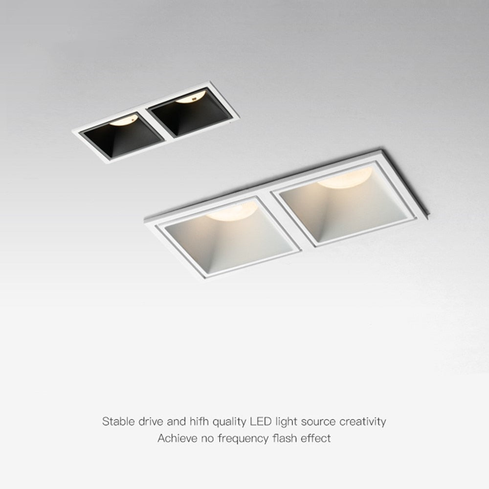 DBF Square Frameless NO Dazzling COB Recessed Downlight 7W 12W 14W 24W LED Ceiling Spot Light for Bedroom Living room Kitchen