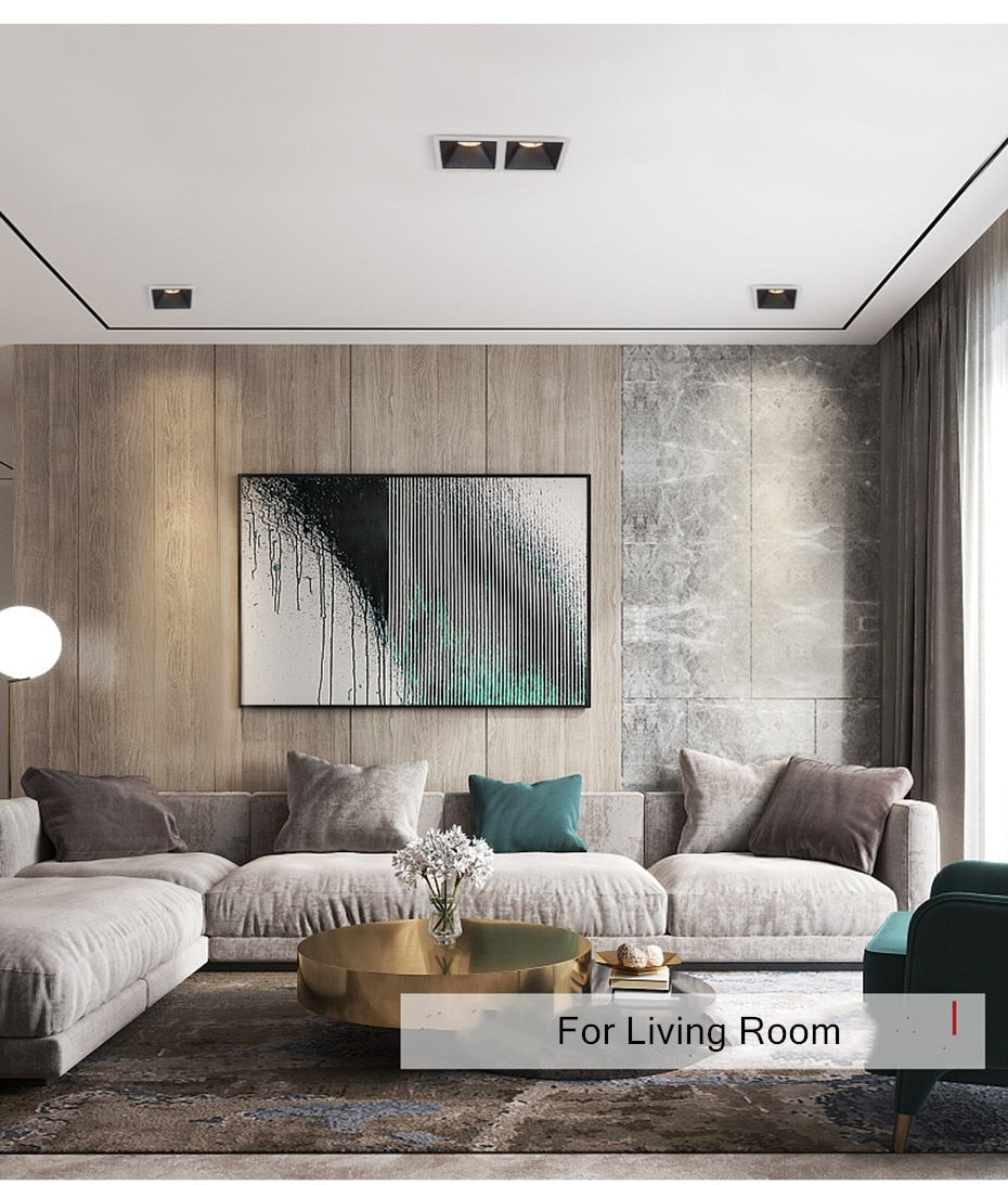 DBF Square Frameless NO Dazzling COB Recessed Downlight 7W 12W 14W 24W LED Ceiling Spot Light for Bedroom Living room Kitchen