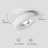 DBF Ultra-thin Round Foldable LED Ceiling Recessed Downlight 3W 5W 7W 10W 360 Angle Adjust 3000K/4000K/6000K Ceiling Spot Light