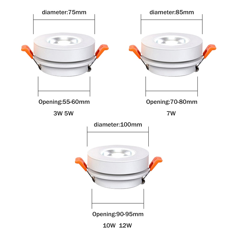 DBF Ultra-thin Round Foldable LED Ceiling Recessed Downlight 3W 5W 7W 10W 360 Angle Adjust 3000K/4000K/6000K Ceiling Spot Light