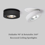 DBF Ultra-thin Round Foldable LED Ceiling Recessed Downlight 3W 5W 7W 10W 360 Angle Adjust 3000K/4000K/6000K Ceiling Spot Light