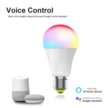  Tuya 12W 15W Wi-Fi Smart Light Bulb, E27 RGB LED Lamp Dimmable with Smart Life APP, Voice Control for Google Home, Alexa