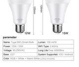  Tuya 12W 15W Wi-Fi Smart Light Bulb, E27 RGB LED Lamp Dimmable with Smart Life APP, Voice Control for Google Home, Alexa