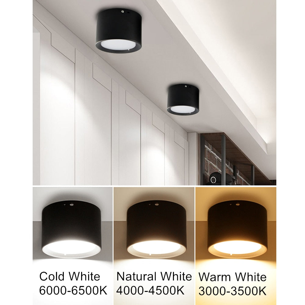 DBF Wood Grain LED Surface Mount Ceiling Spot Light 5W/12W Ceiling Light for Living Room Bedroom Home Decoration Indoor Lighting