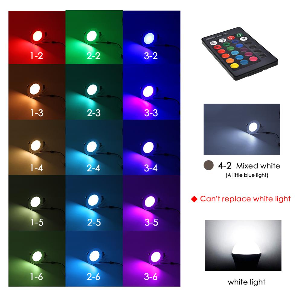 RGB LED Downlight 5W 11cm 10W 12cm Remote Control Dimmable Round Recessed Lamp Colorful Party Bar AC110V 220V 230V Spot Lighting