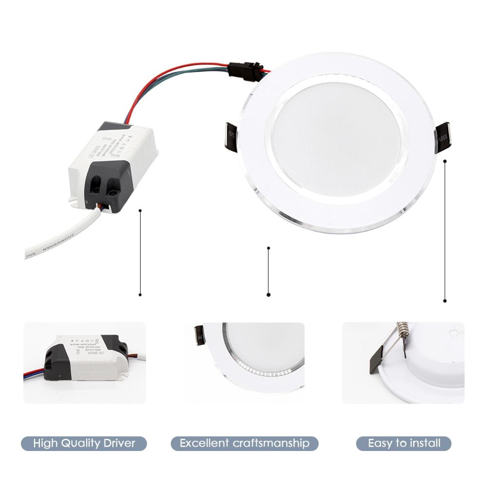 RGB LED Downlight 5W 11cm 10W 12cm Remote Control Dimmable Round Recessed Lamp Colorful Party Bar AC110V 220V 230V Spot Lighting