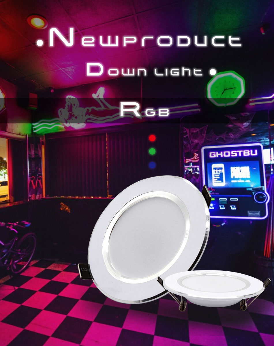 RGB LED Downlight 5W 11cm 10W 12cm Remote Control Dimmable Round Recessed Lamp Colorful Party Bar AC110V 220V 230V Spot Lighting