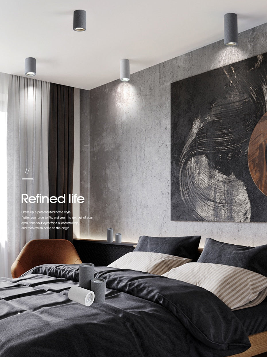 Industrial Style Cement Spotlight Bedside Hanging Wire GU10 Foyer Restaurant Coffee Decoration Downlight Retro Spotlights