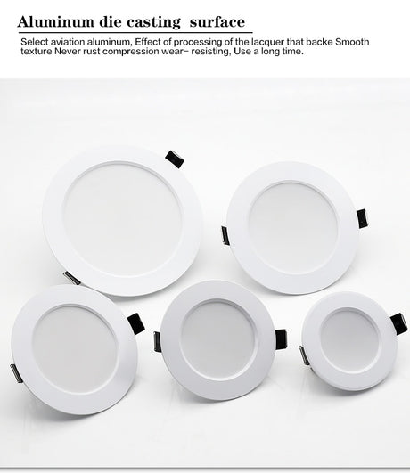 10PCS Waterproof LED Downlight 7W 9W 12W 15W 18W Recessed Round LED Ceiling Lamp AC220V-240V LED Spot Lighting Indoor LED Lamp