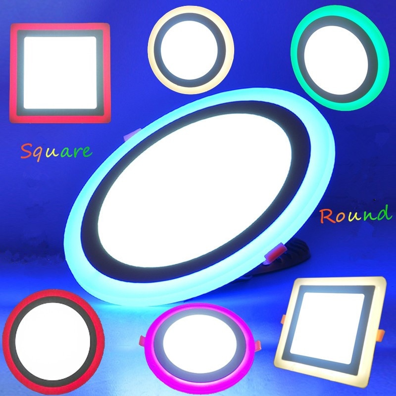LED Panel light 6W 9W 16W 24W 3Model Red green Bule LED Panel Light Double Color LED Ceiling Recessed Down Lamp for Indoor Lights