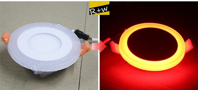 LED Panel light 6W 9W 16W 24W 3Model Red green Bule LED Panel Light Double Color LED Ceiling Recessed Down Lamp for Indoor Lights
