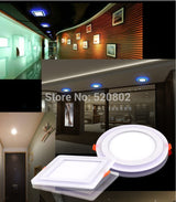 LED Panel light 6W 9W 16W 24W 3Model Red green Bule LED Panel Light Double Color LED Ceiling Recessed Down Lamp for Indoor Lights