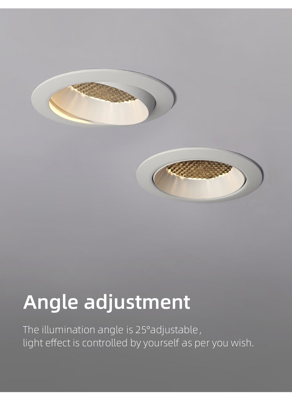 Aisilan LED Recessed 7.5CM hole downlight ceiling spot lighthoneycomb anti-glare adjustable large arc lamp