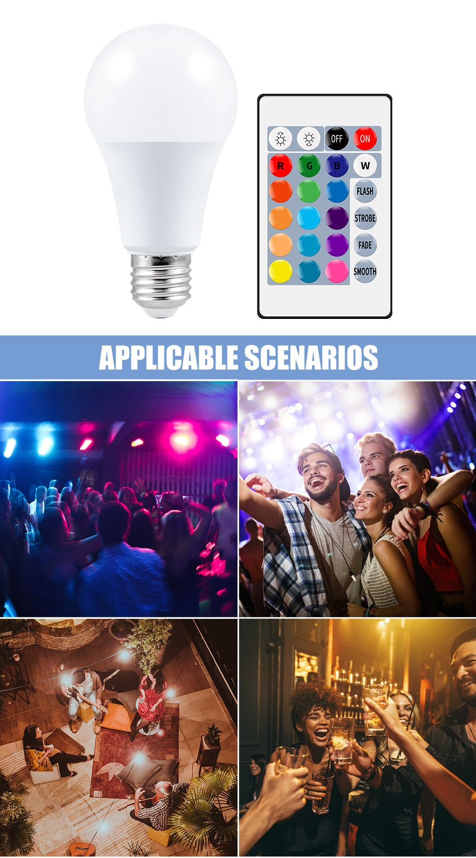 Changing Lamp Led 110V RGBW 16Color Magic Bulb Led RGB Dimmable Light Led Bulb RGBWW 220V E27 5W 10W 15W Smart Control Spotlight