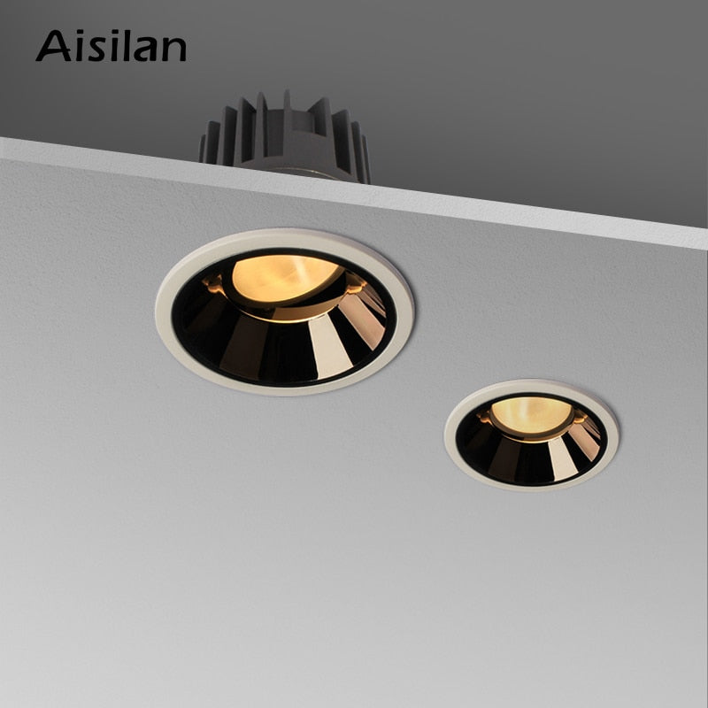 Aisilan Round Black Recessed LED Downlight cut out 7.5CM Built-in LED Narrow Border Spot light 7W for Indoor Lighting Chip