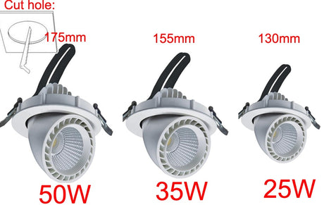 Adjustable 8x LED Downlights Recessed Ceiling Lamps 25W 35W 50W Rotatable LED Trunk Light Gimbal Direction LED Spot Lighting