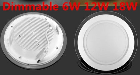 Dimmable 50pcs LED Panel Downlight 6W 12W 18W Round Glass Ceiling Recessed Lights SMD 5630 Warm Cold White LED Light AC110V/220V