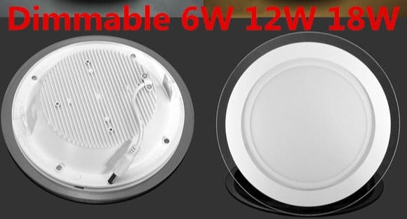 Dimmable 50pcs LED Panel Downlight 6W 12W 18W Round Glass Ceiling Recessed Lights SMD 5630 Warm Cold White LED Light AC110V/220V