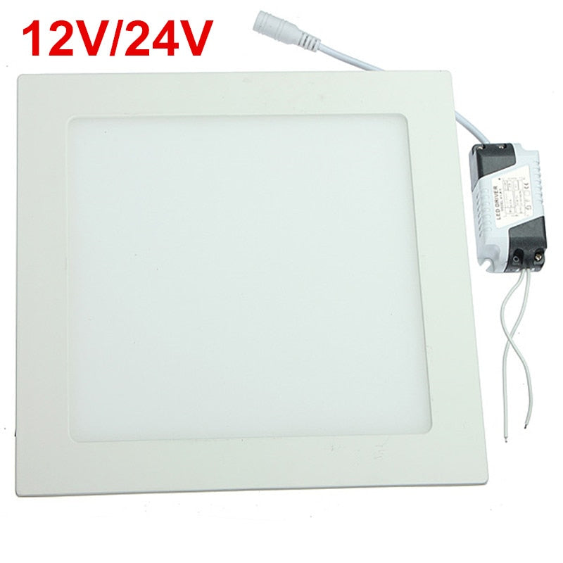 LED Downlight 10pcs 15W Cold White Square LED Panel Ceiling Recessed Light Bulb Lamp AC/DC12V- 24V with Drive