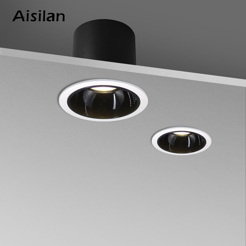 Aisilan Round Black Recessed LED Nordic Downlight Angle Built-in LED lamp Spot light AC90-260V 7W for Indoor Lighting